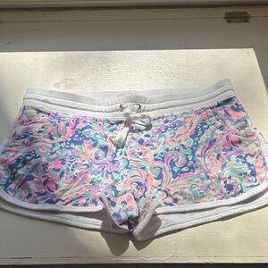 Lilly Pulitzer White-Waist Pastel Paisley Lounge Shorts